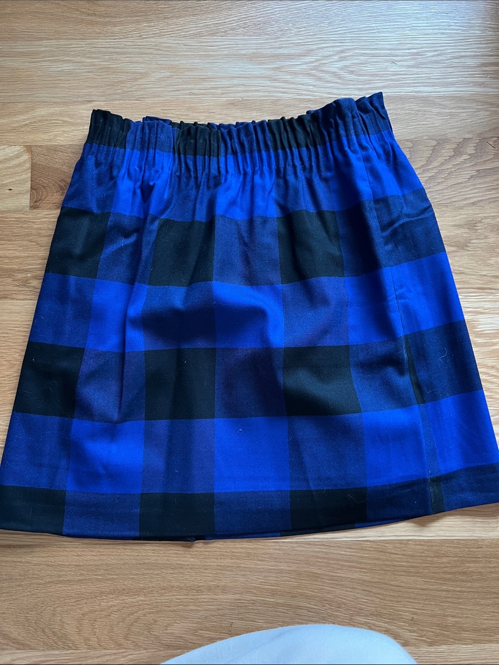 J. Crew Blue and Black Plaid Elastic-Waist Skirt